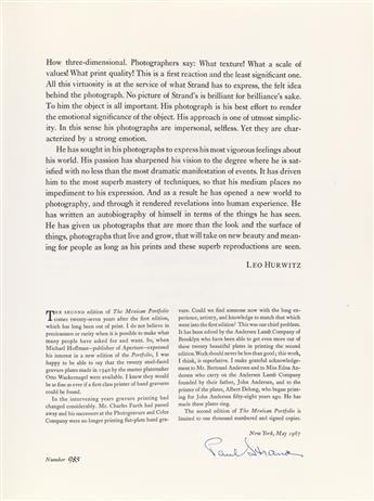 PAUL STRAND. The Mexican Portfolio [2nd edition].